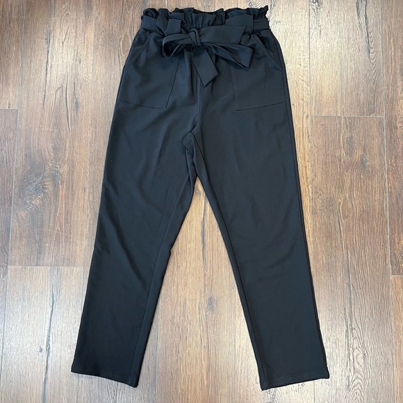 Grace Karin Cropped Paper Bag Waist Pants with Pockets SZ SM - Picture 3 of 6